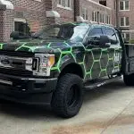 Custom contractor outfitted Ford F350 cab and chassis flatbed